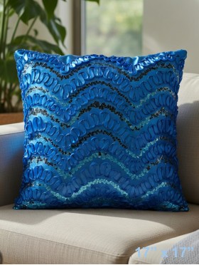 WAVE SEQUINS DESIGN CUSHION COVER & FILLER